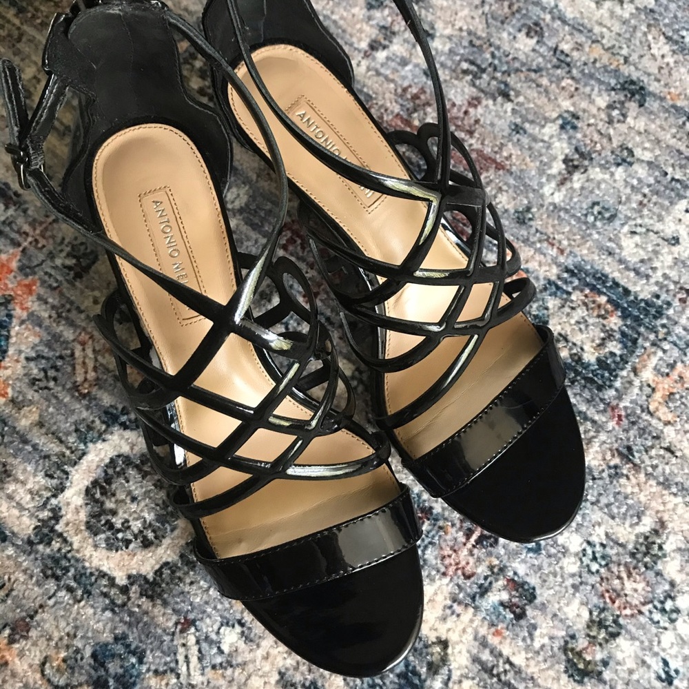 Genuine patent leather Antonio Melani heels.